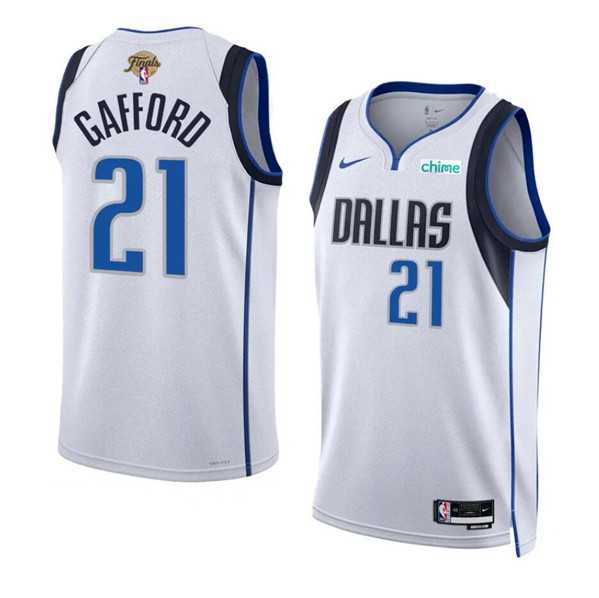 Mens Dallas Mavericks #21 Daniel Gafford White 2024 Finals Association Edition Stitched Basketball Jersey Dzhi